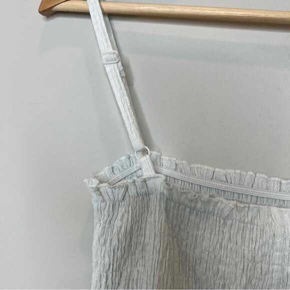 H&M Womens Size Medium Pale Grey Shirred Bodice Gauzy Midi Dress Sleeveless - Picture 5 of 10